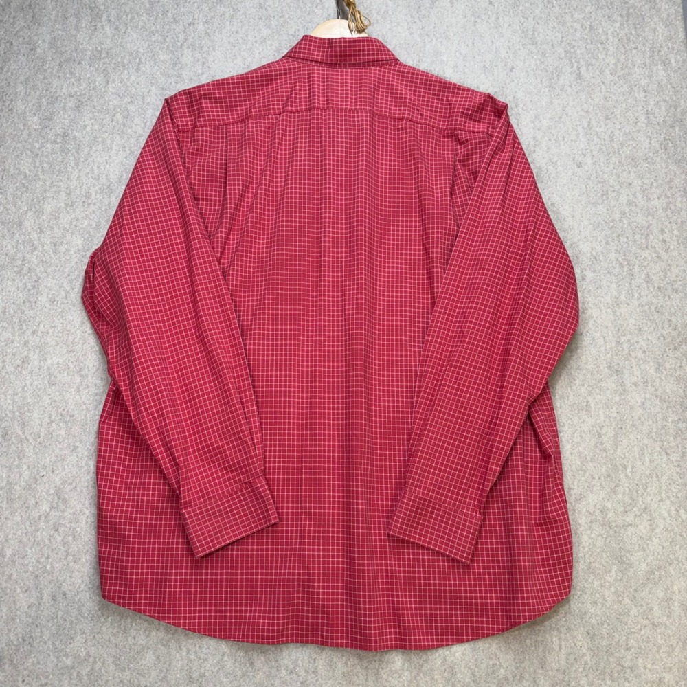 LL Bean Mens XL Red White Grid Traditional Fit Cotton Button Down Shirt Preppy - Picture 4 of 6